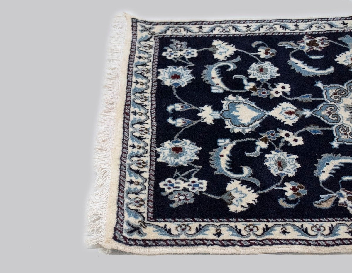 Hand-Knotted Navy Blue Classic Floral Oriental Rug Small Area Carpet 2’9X4’5 ft