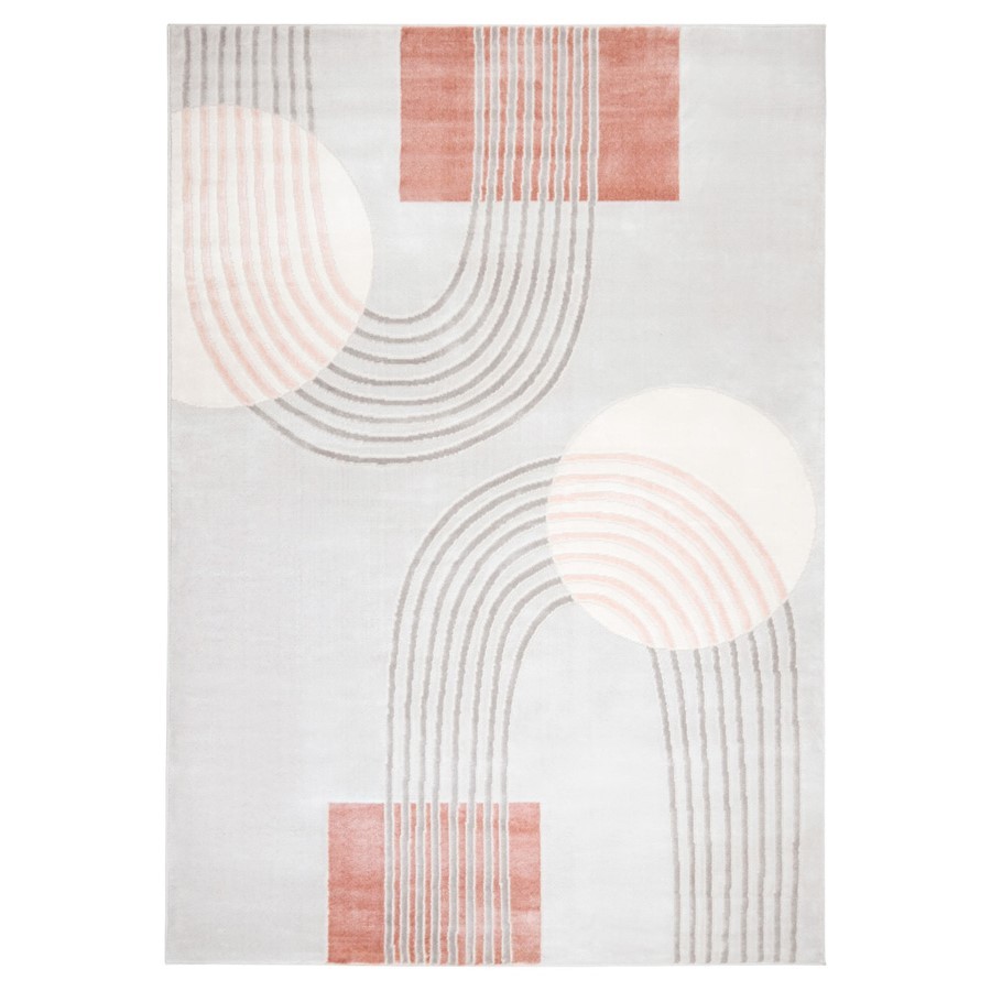 Lavin Rugs U5002 Betsi 2′ x 3′ Geometric Rug, Cream Grey Pink/Pink – U5002-0203