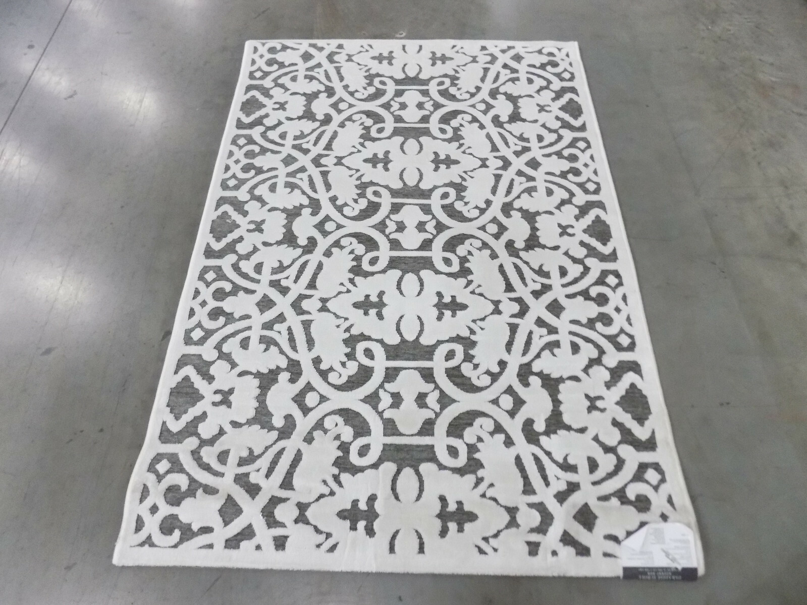 3′ 1″ x 4′ 7″ Ivory / Dark Grey Stained Rug, 1172558040 PARB636C-3