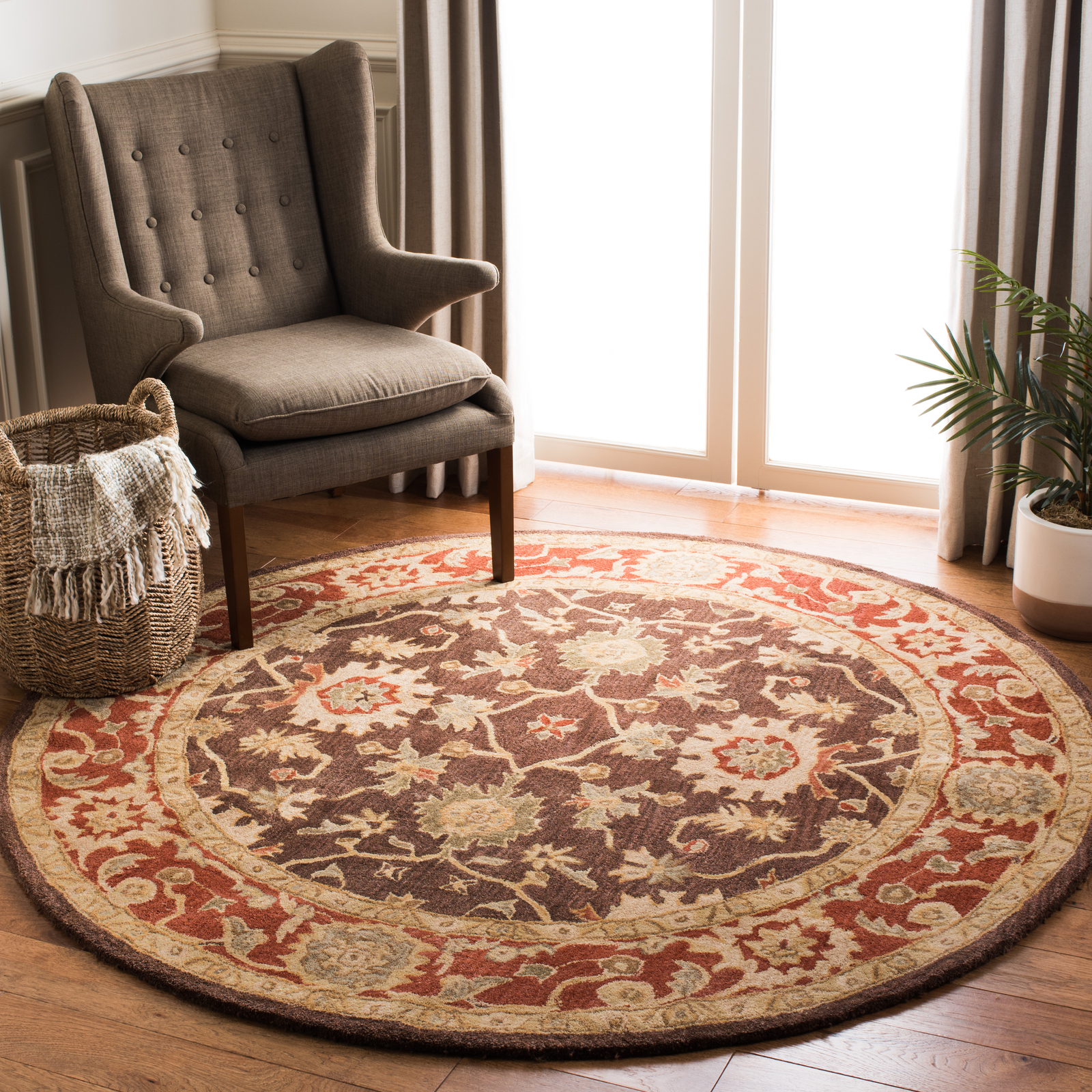 Safavieh Anatolia OLIVE / RUST 4′ X 4′ Round Area Rug – AN554A-4R
