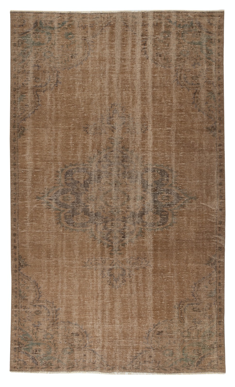4.8×8.2 Ft Handmade Turkish Rug. Vintage Brown Redyed Carpet for Living Room