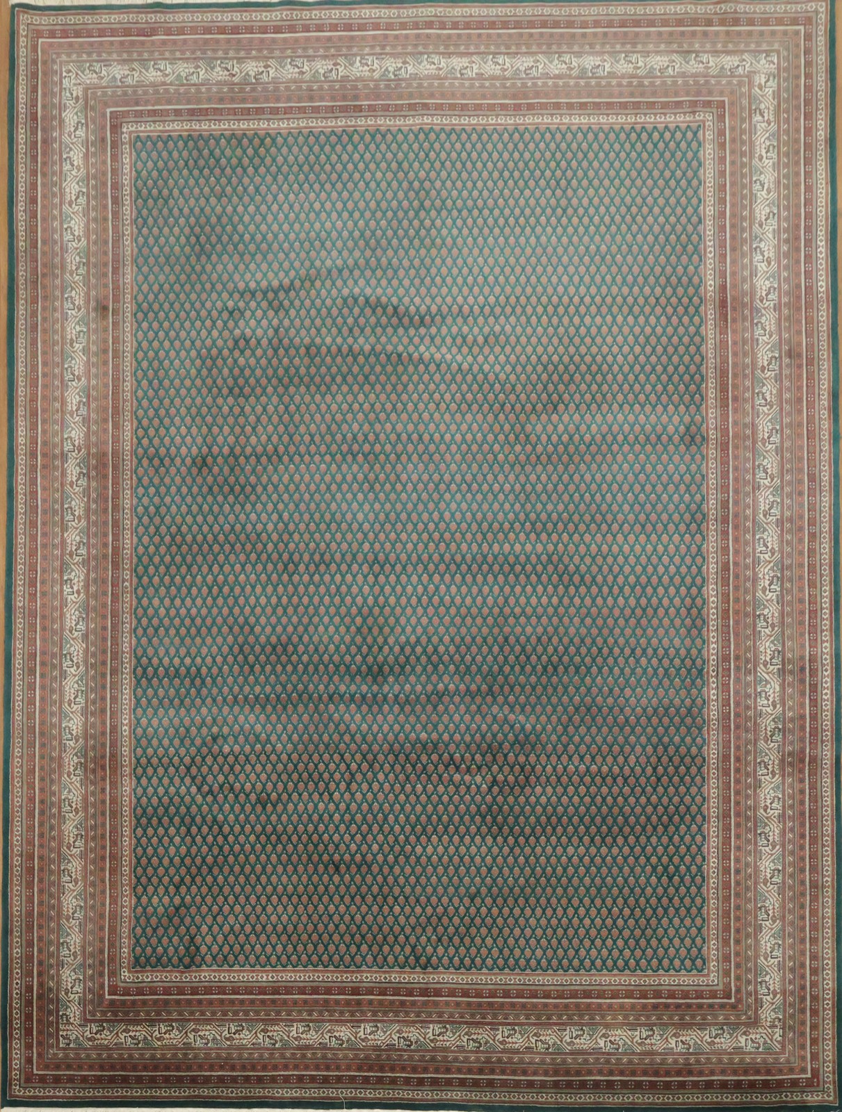 Luxe Style: Traditional Oriental Area Rug 9×12 Teal Green Wool Hand-made Carpet