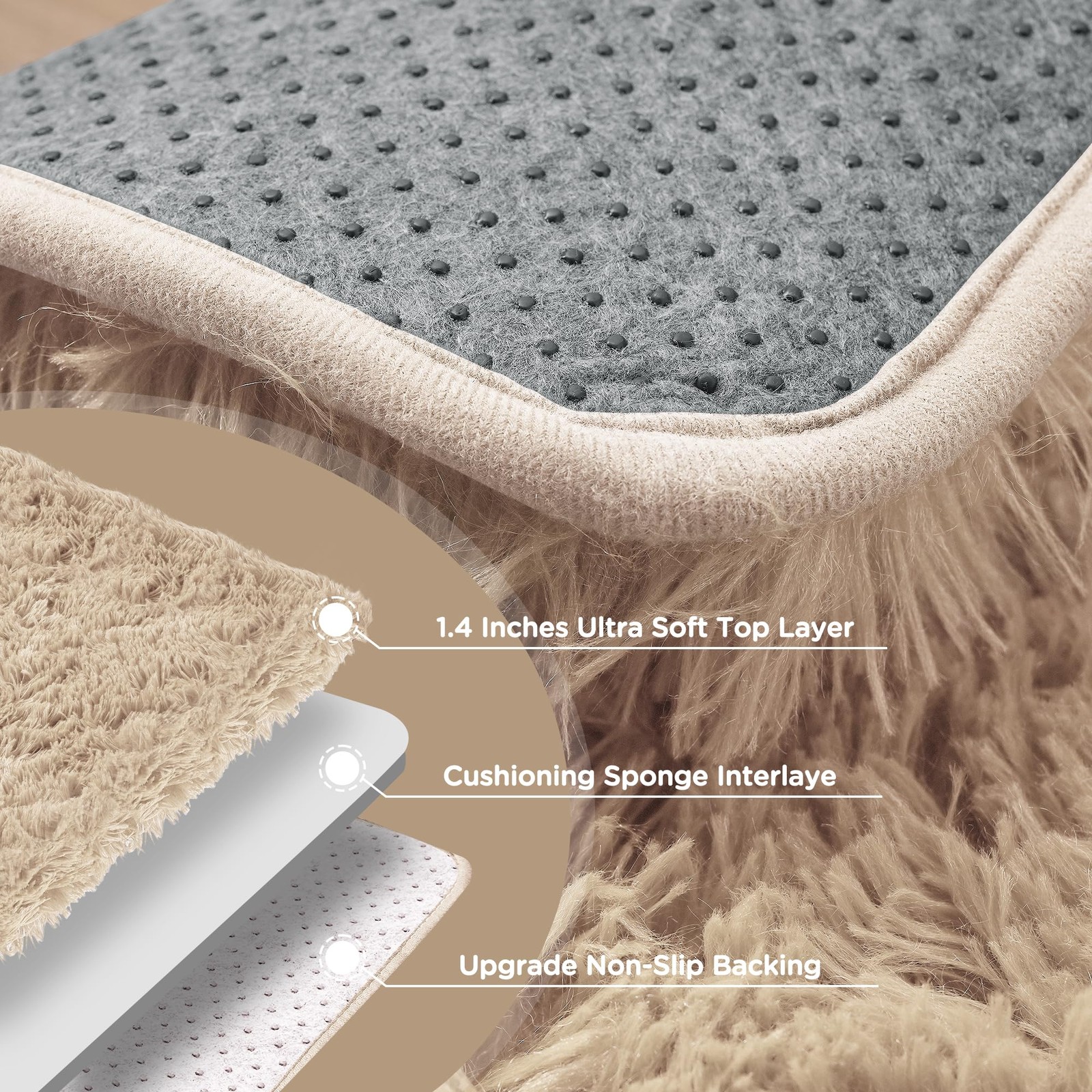 Cerulume 8X10 Beige Shag Area Rugs For Living Room Large Fluffy Shaggy Rug For