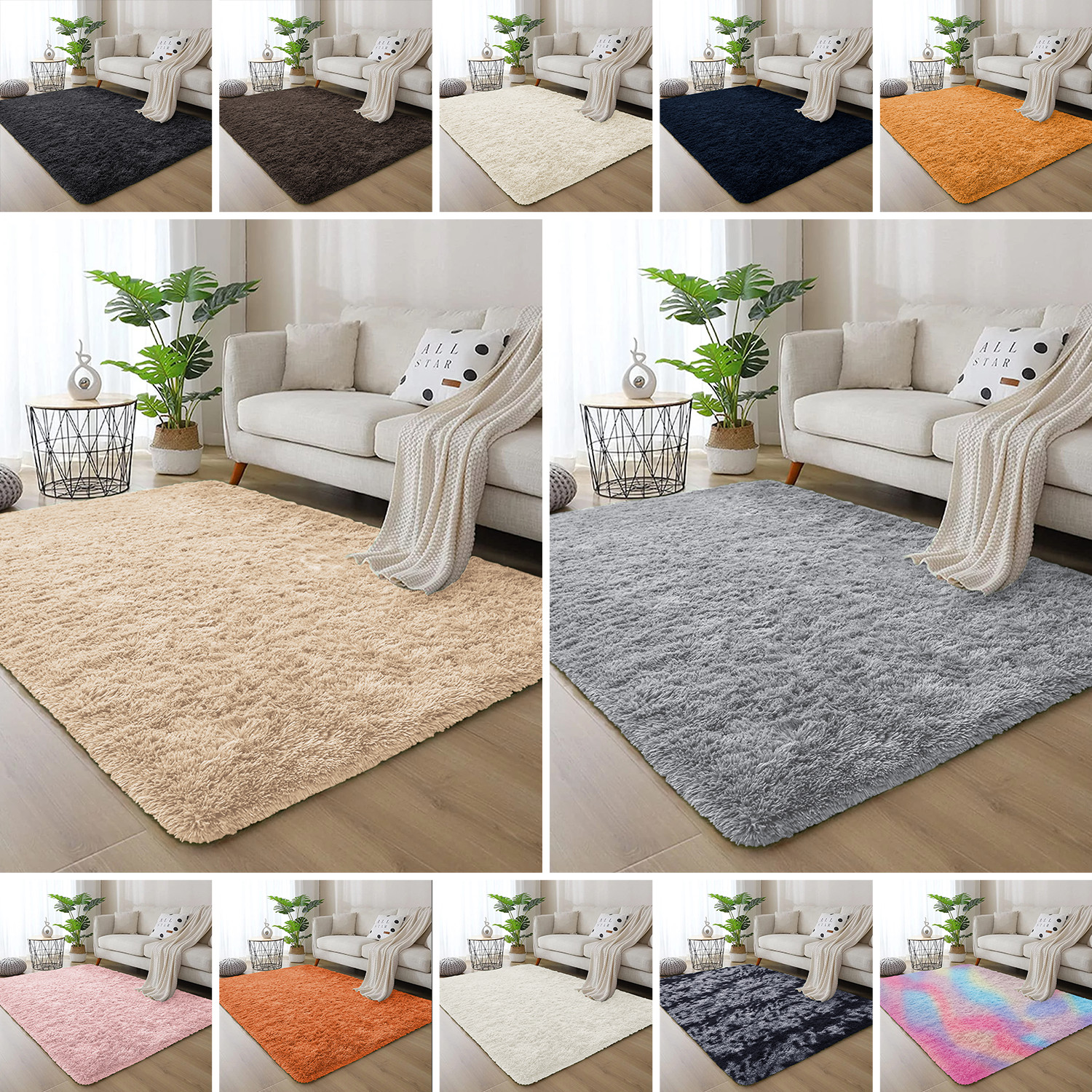 Shaggy Fluffy Area Rug Anti Skid Living Room Bedroom Carpet Ultra Soft Floor Mat