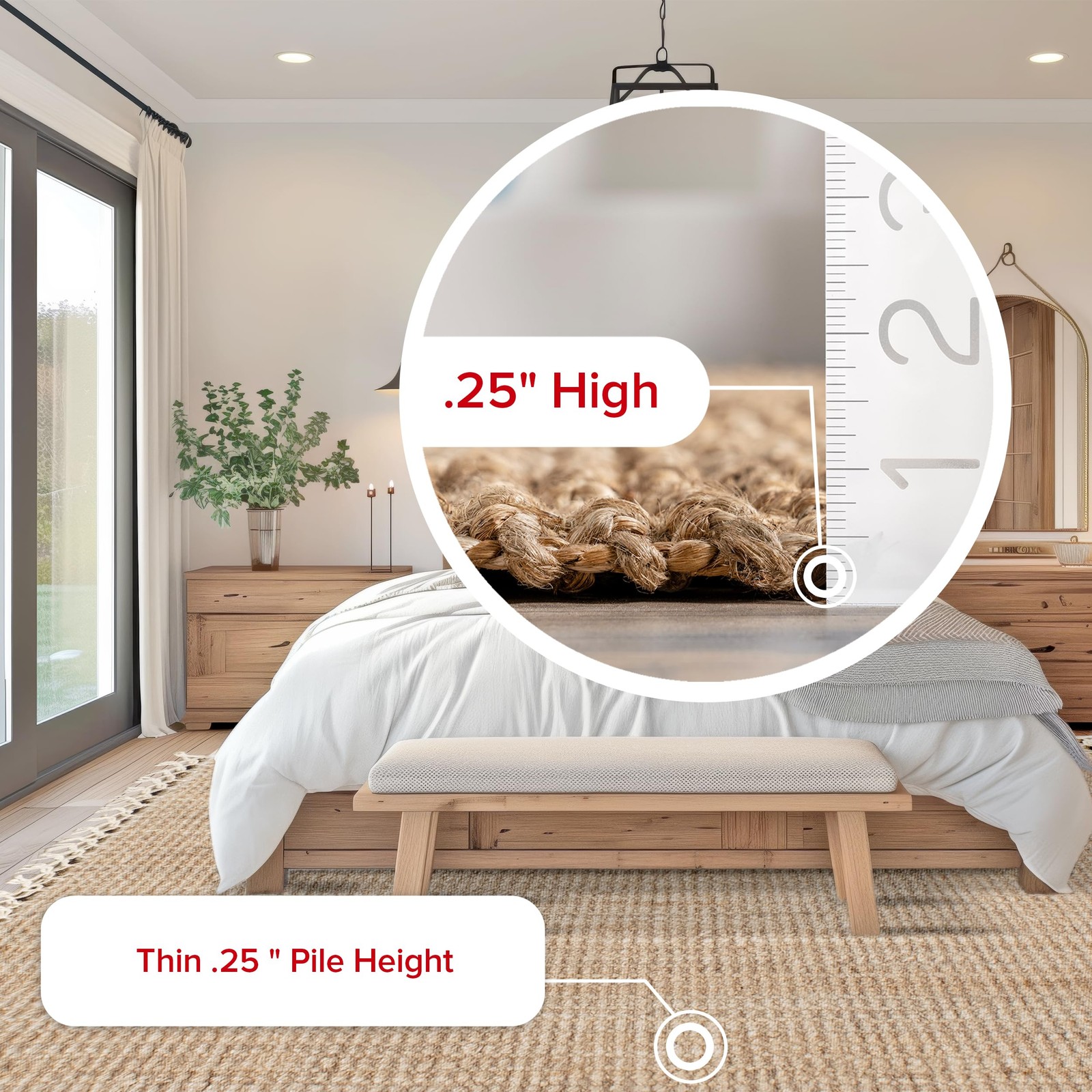 Raleigh Natural, 5′ x 8′, Handmade, Jute & Wool, Soft and Textured, High Traf…