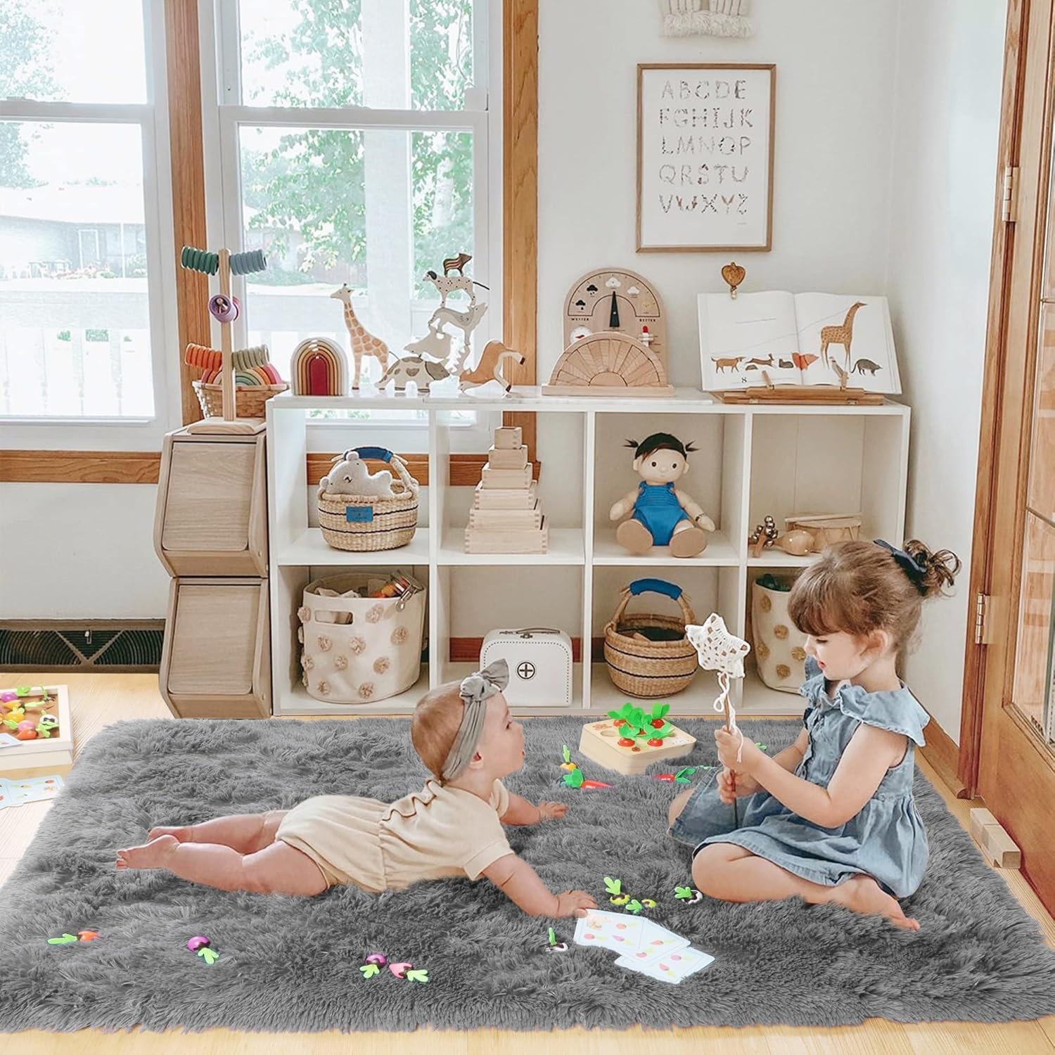 2×4 Small Bedroom Rug, Machine Washable Runner 2′ x 4′ (Rectangular) Grey