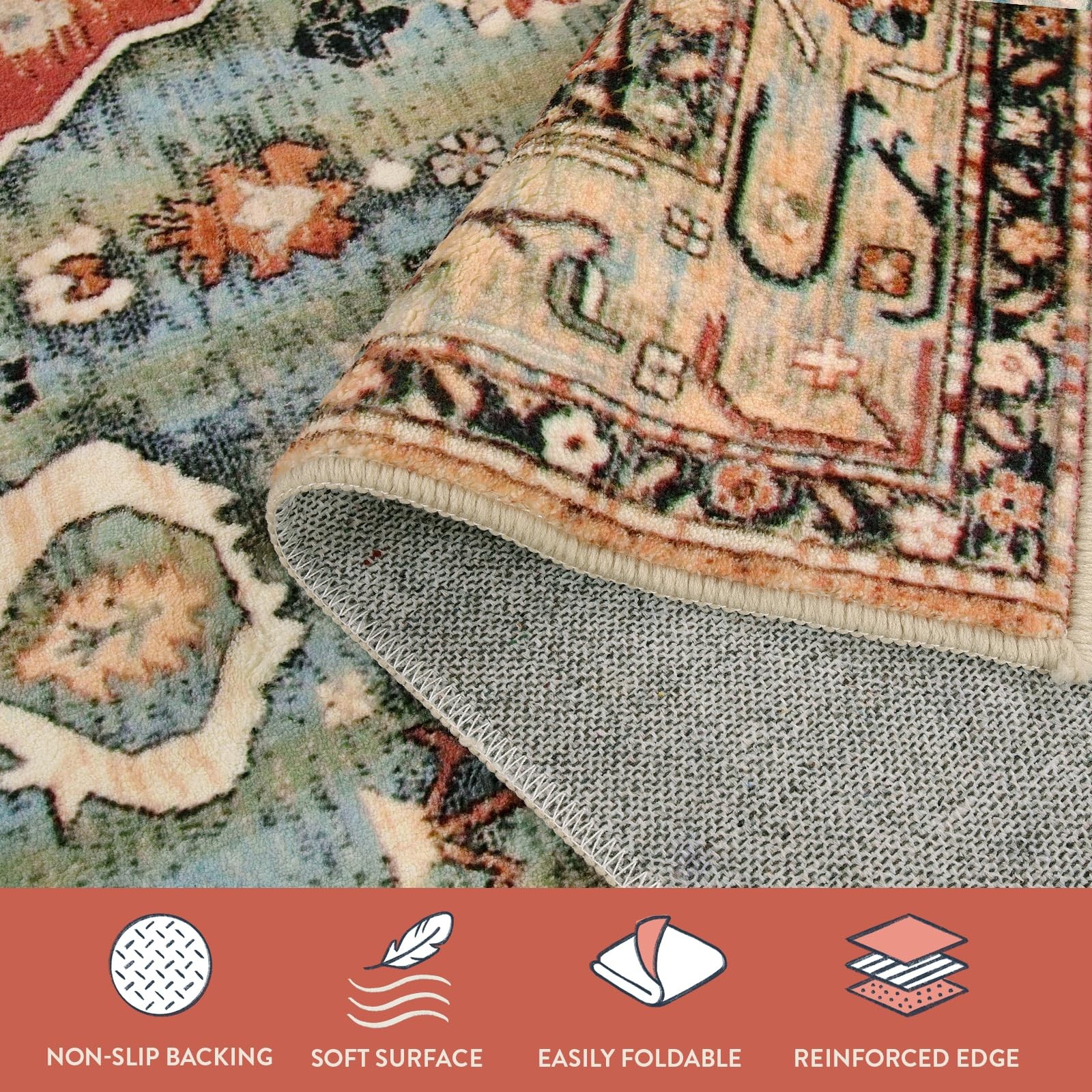 Boho Tribal 2×4.3 Washable Rug Runners for Hallways Non Slip, Kitchen Bathroo…