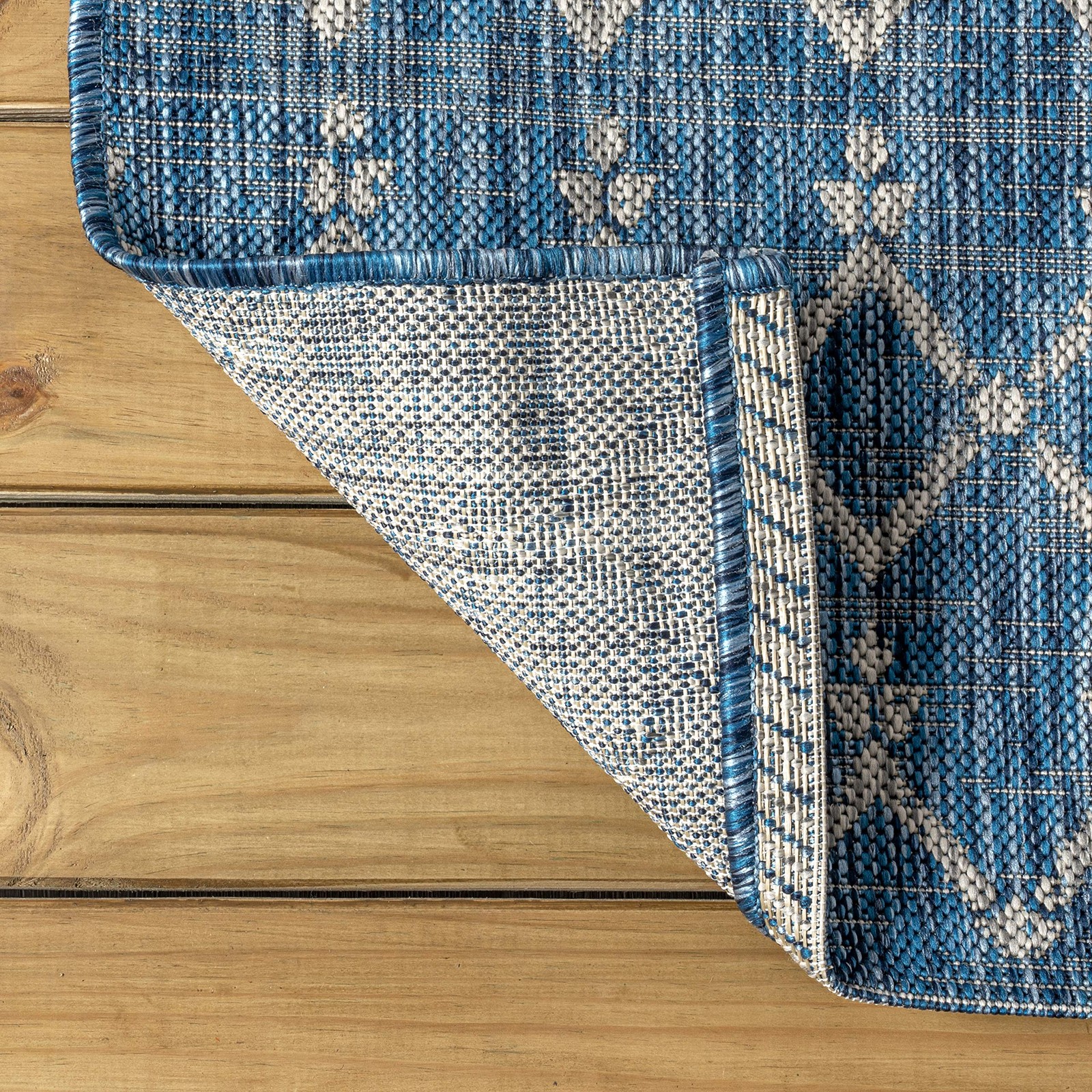 Navy and Light Gray 6×9 Indoor Outdoor Geometric Rug Boho Chic Design
