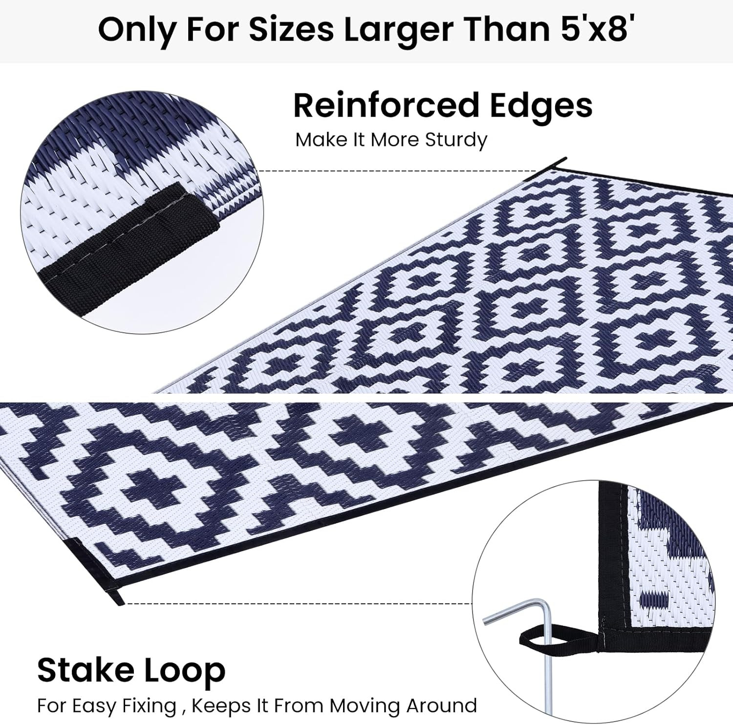 Waterproof Outdoor Rug 9X12 Ft, Reversible Plastic Straw Patio Camping Rugs, Out