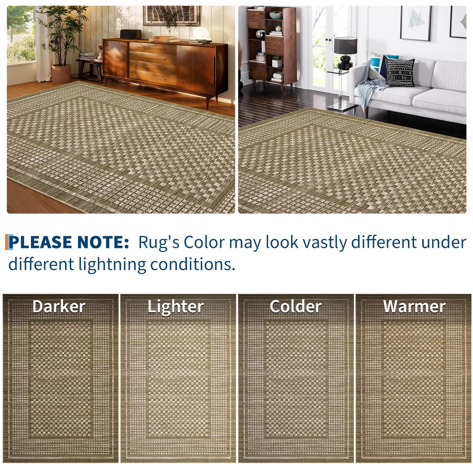 LUXLOOM Modern Rug 8×10 Area Rugs for Living Room Washable Bedroom Rug Geometric