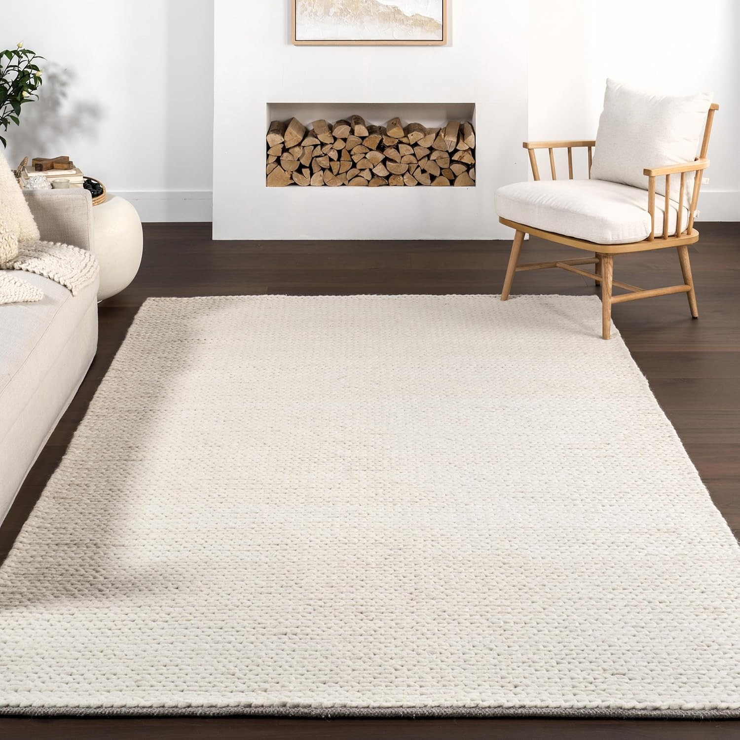 Durable Off-White Hand-Braided Wool & Cotton 2’8″ x 12′ Runner Rug