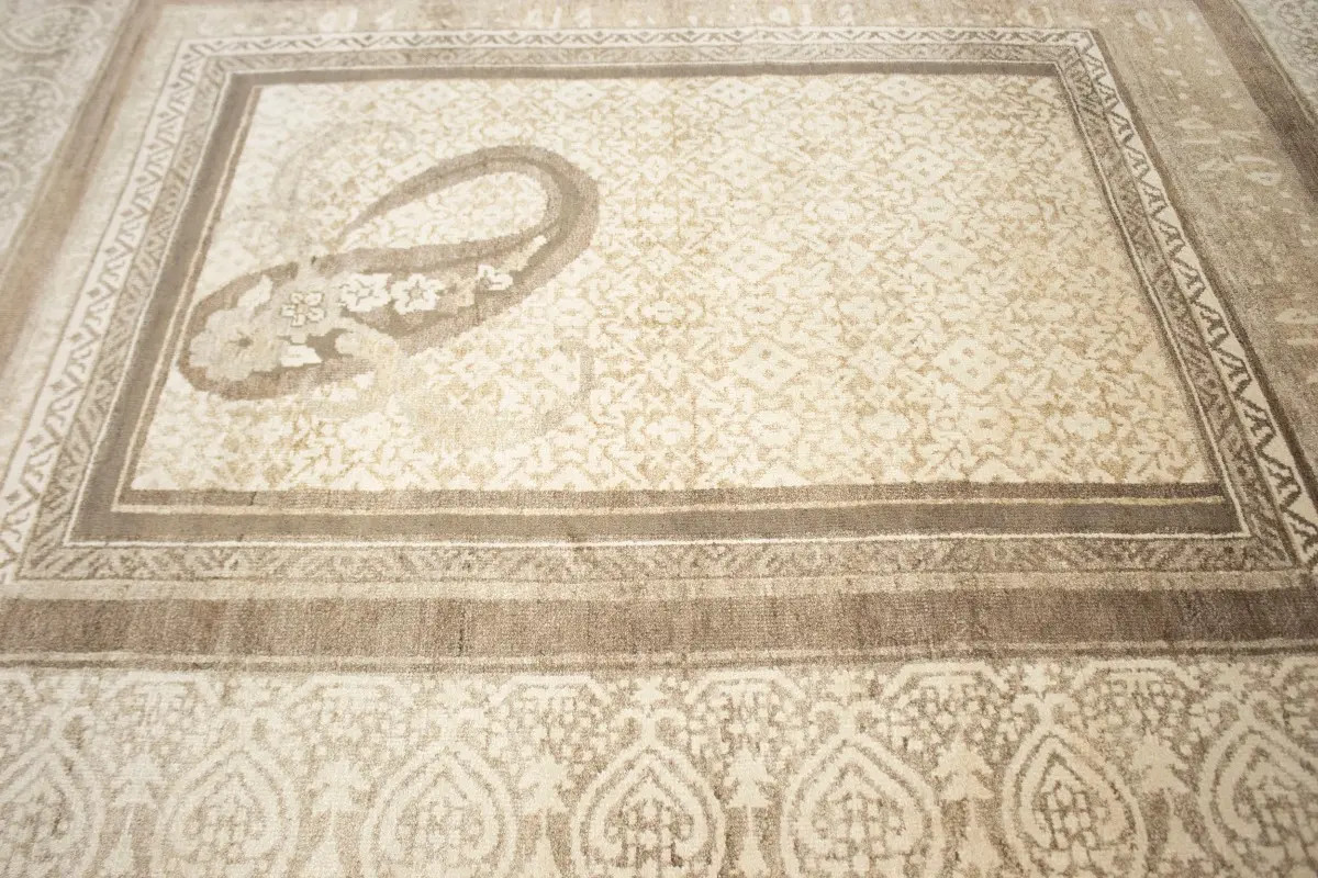 Wool & Bamboo Silk 8X10 Oriental Rug Handmade Floral Paisley Design Carpet