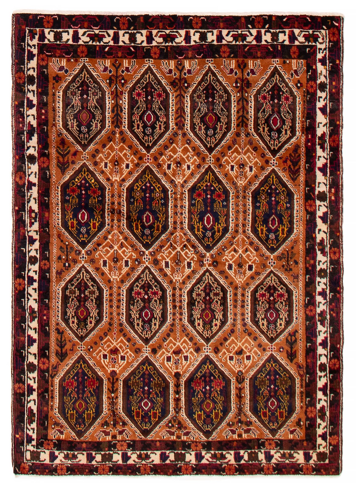 Vintage 4’7″ x 6’5″ Traditional Hand Knotted Vegetable Dye Wool Area Rug
