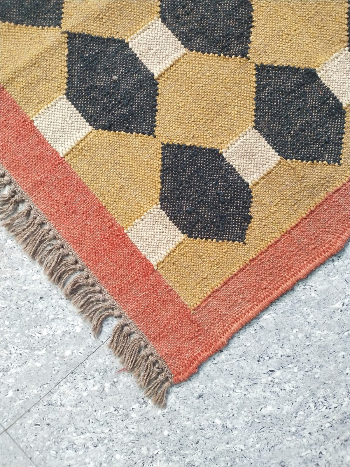 Handwoven Wool Jute Kilim Rug – Boho Area Rug, Rustic Living Room Carpet, Natura