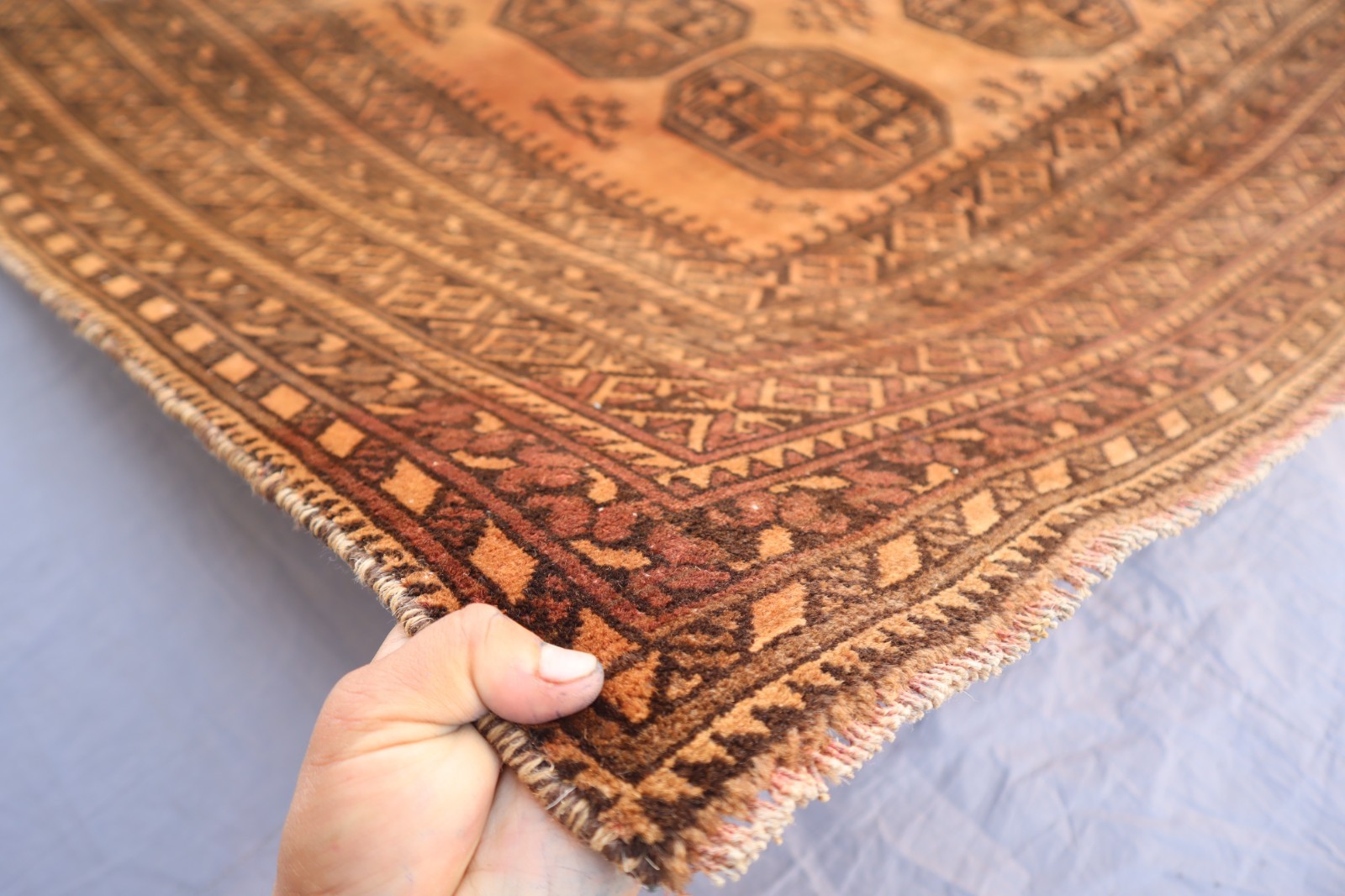 1950s Antique Rug 6’6×9’2 ft Muted Terra Cotta Rug Afghan Handmade Bedroom Rug