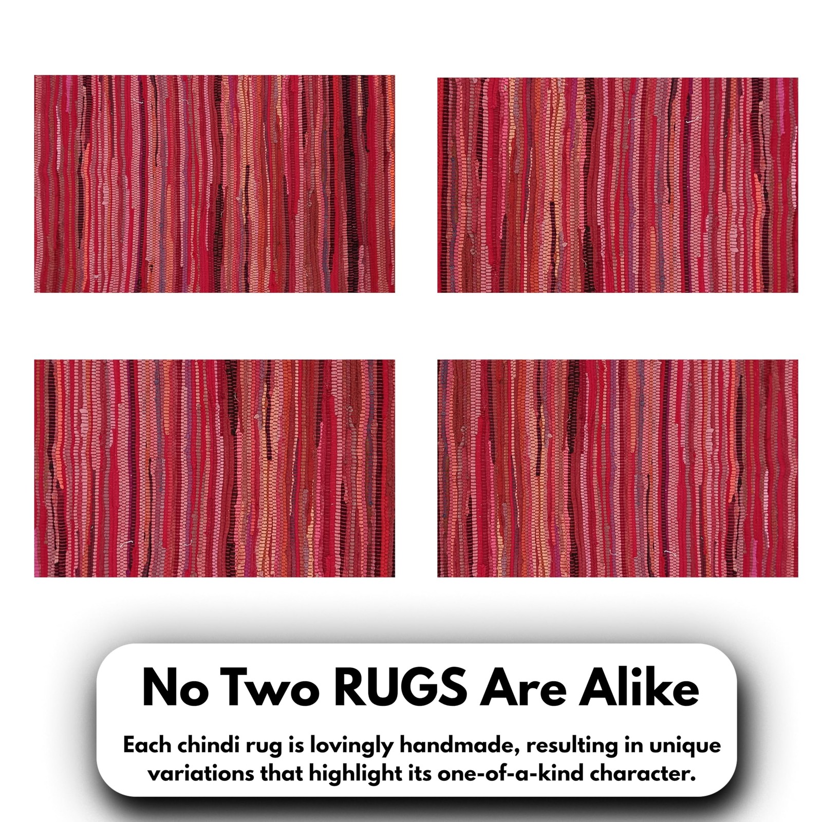 100% Cotton Hand Woven Chindi Rag Rug 2’x3′ – Red, Recycled Reversible Rug, B…