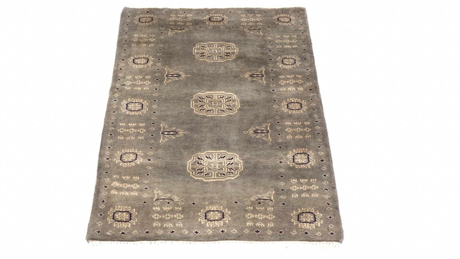 Pakistan Bukhara 3ply Carpet 60×90 Hand-knotted Gray Geometric Oriental Rug