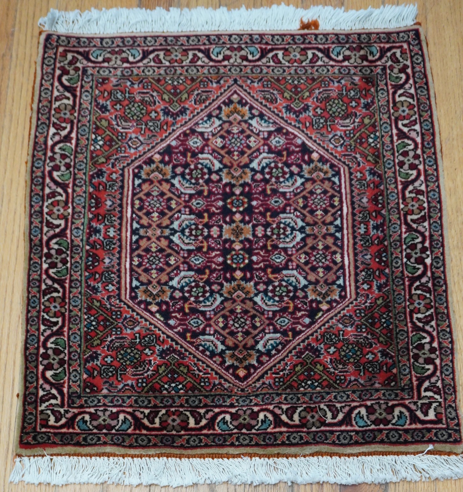 1’9″ x 2′ Lovely Bijarr Hand Knotted Wool Heratii/Fish Oriental Rug Excellent