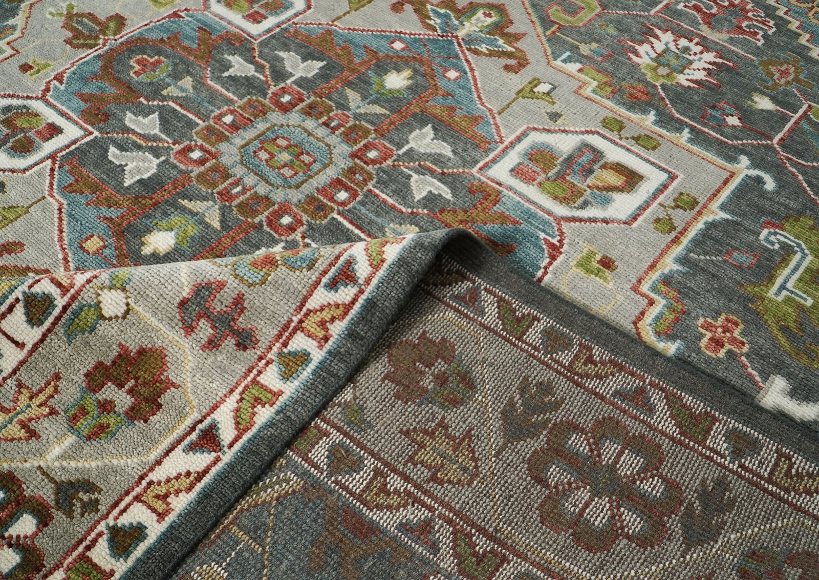 10’2”x14’1” Hand Knotted Wool Gray Oushak Herizz Rug