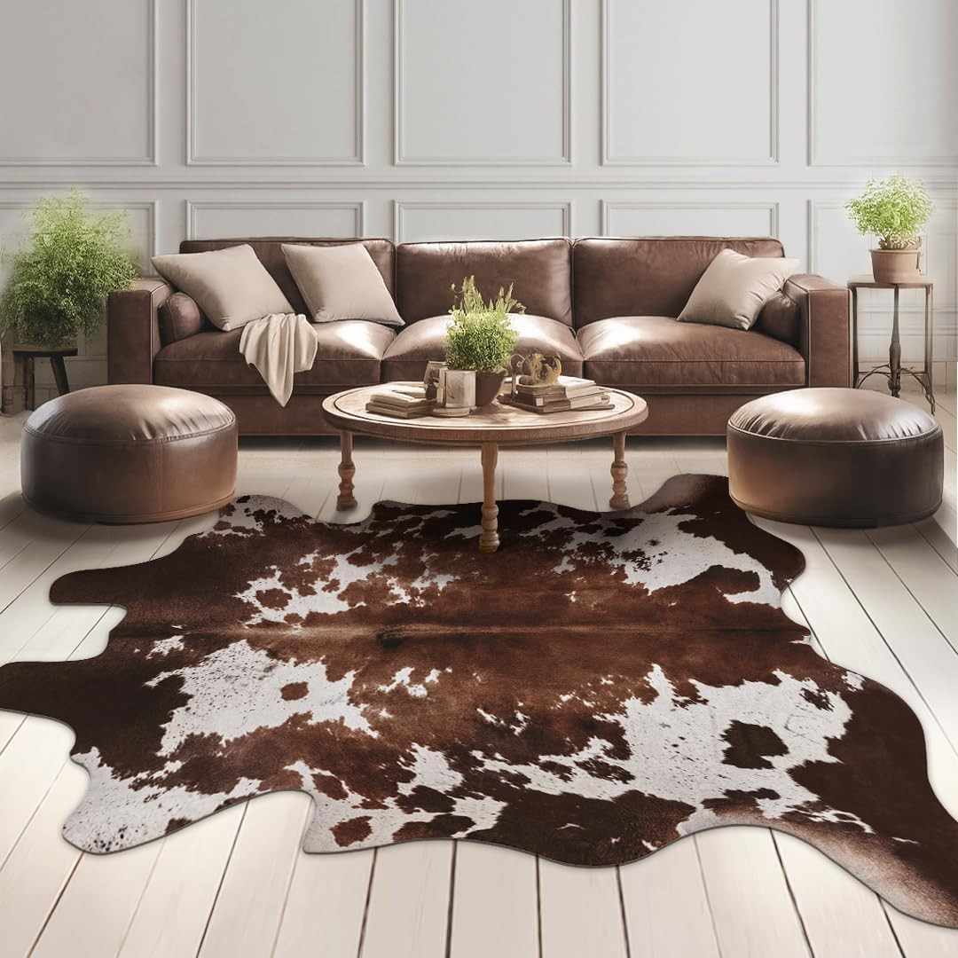Large 8×10 Faux Cowhide Rug – Stylish Cow Print Area Carpet for Home Decor