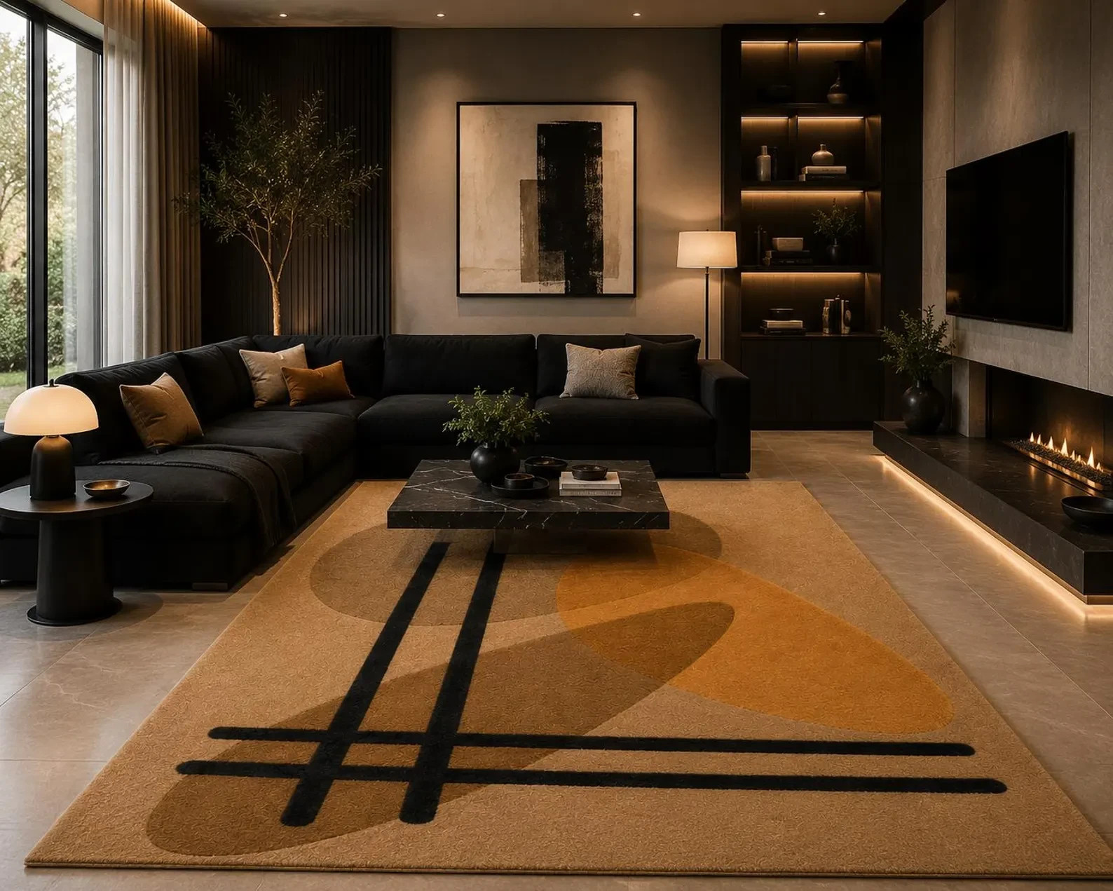 Modern Abstract Hand Tufted Wool Rug, Geometric 100% New Zealand Wool Area Rug.