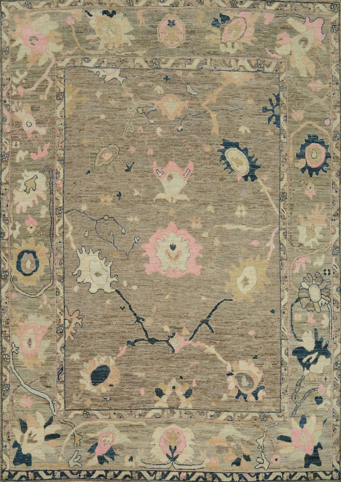 Handmade Grey Oushak Area Rug 8×10 Ft Vegetable Dye Wool Carpet Turkish Rug