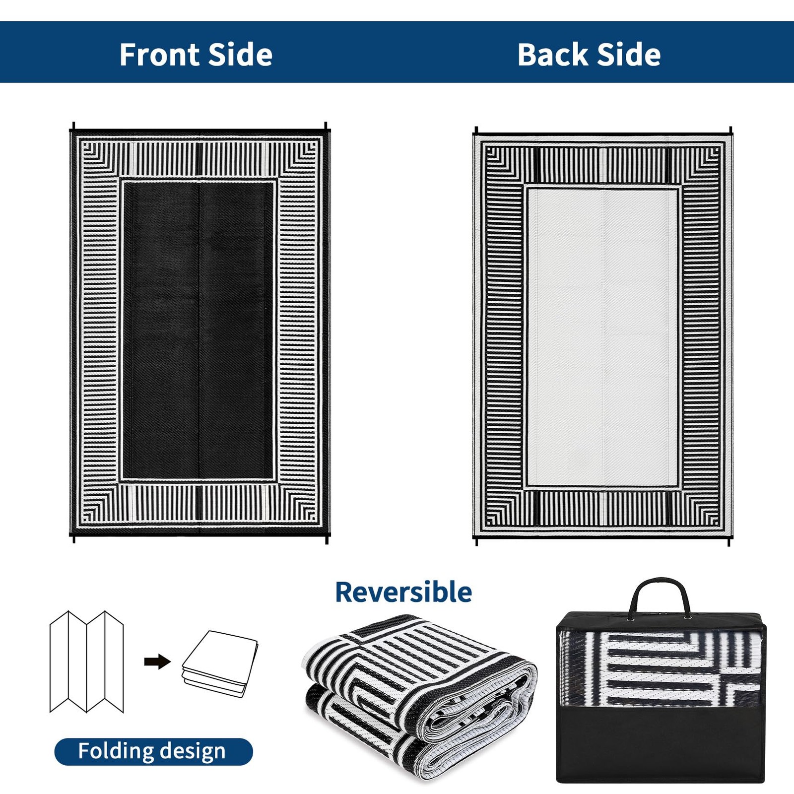 8×10/ 9×12/9×18/10×14/10×20 FT Portable Outdoor Waterproof Plastic Straw Rug,RV