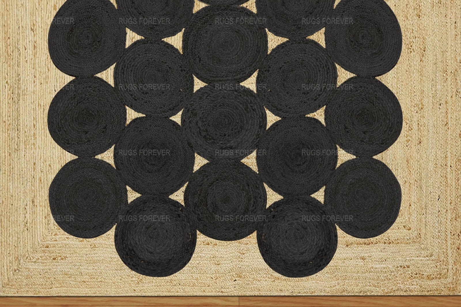 Hand Braided Black Kilim Natural Jute Area Rug Living Room Runner Rug 4×10 Ft