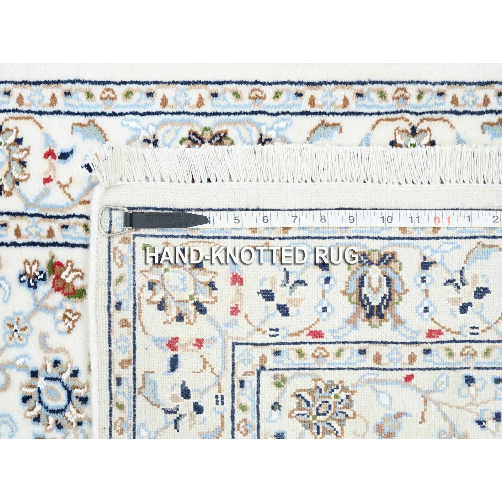 2’10 x 10 Wool and Silk Ivory Nain All Over Design Hand Made Runner Rug G11197