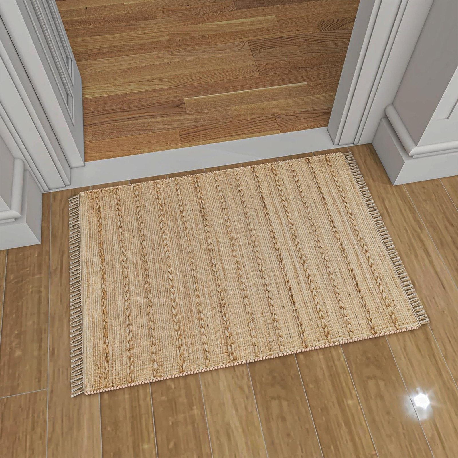 Jute Entryway Rug 2×3 ft Natural Hand-Woven Non-Slip Doormat – Indoor Outdoor