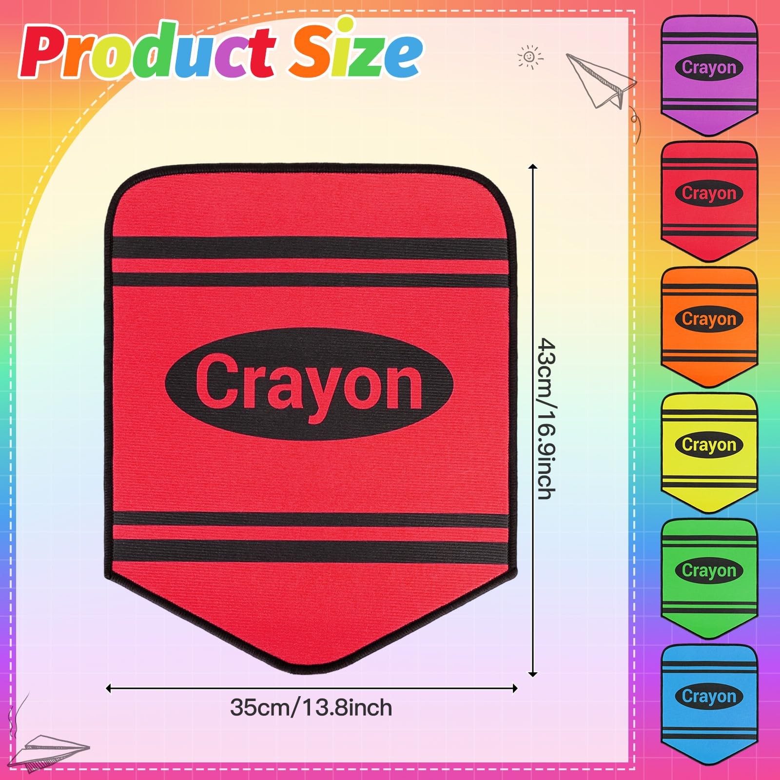 6pcs Crayon Carpet Seats for Classroom 14X17 Inch Colorful Floor Mat Small Cr…