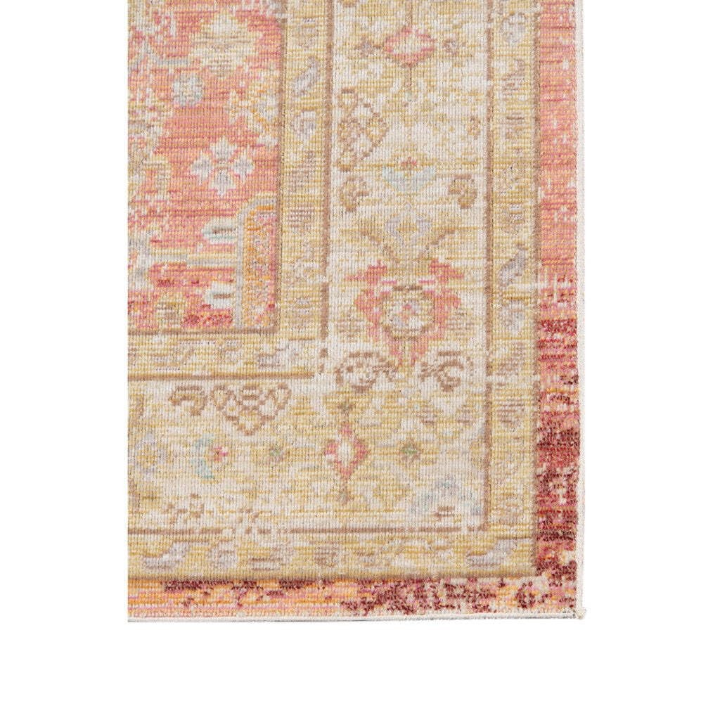 5′ X 8′ Salmon and Tan Floral Power Loom Area Rug