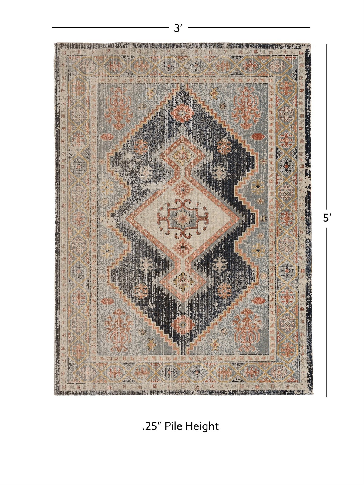 Linon Great Zero Harlon Machine Made Polyester 2’x3′ Rug in Ivory