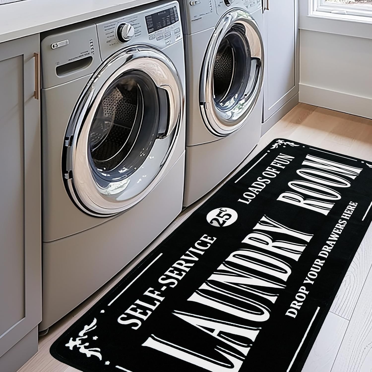 Laundry Room Rug Runner 20″x49″ Non Slip TPR-Backed Rug for Kitchen, Bathroom…