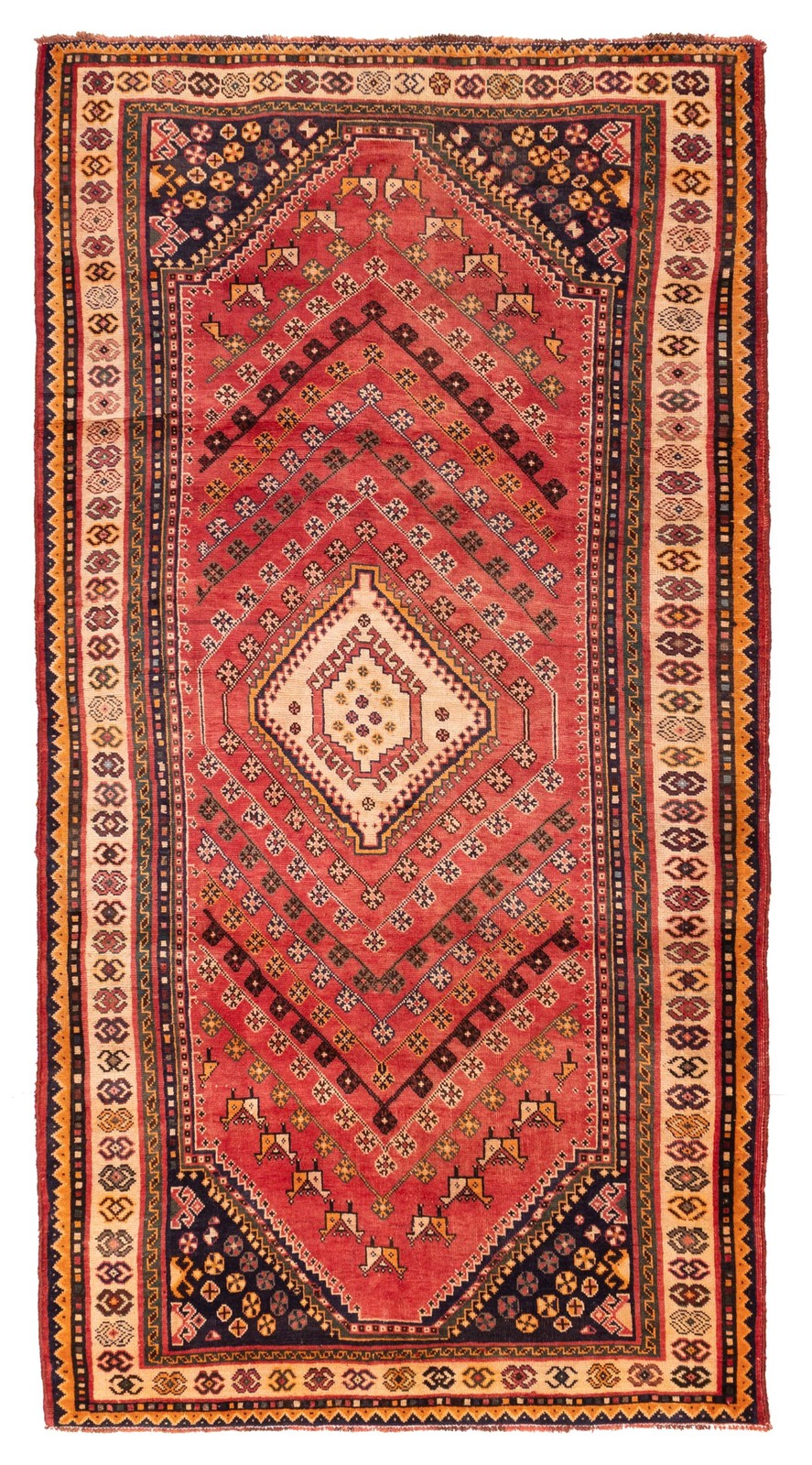 Vintage 4’10” x 9’2″ Traditional Hand Knotted Vegetable Dye Wool Area Rug