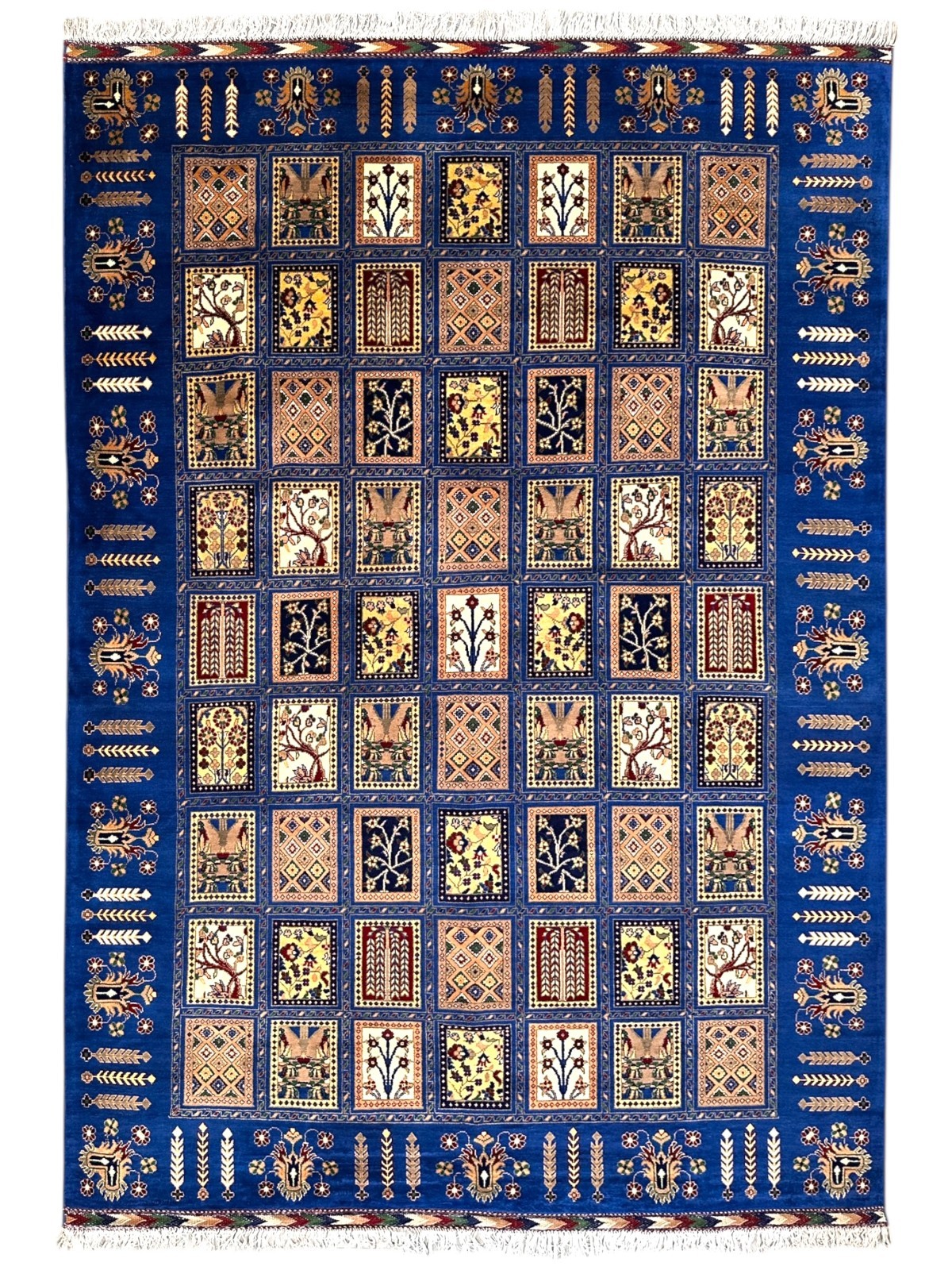 6’9″x10′ Hand-Knotted Afghani Bakhtiari Wool Rug – Garden Design