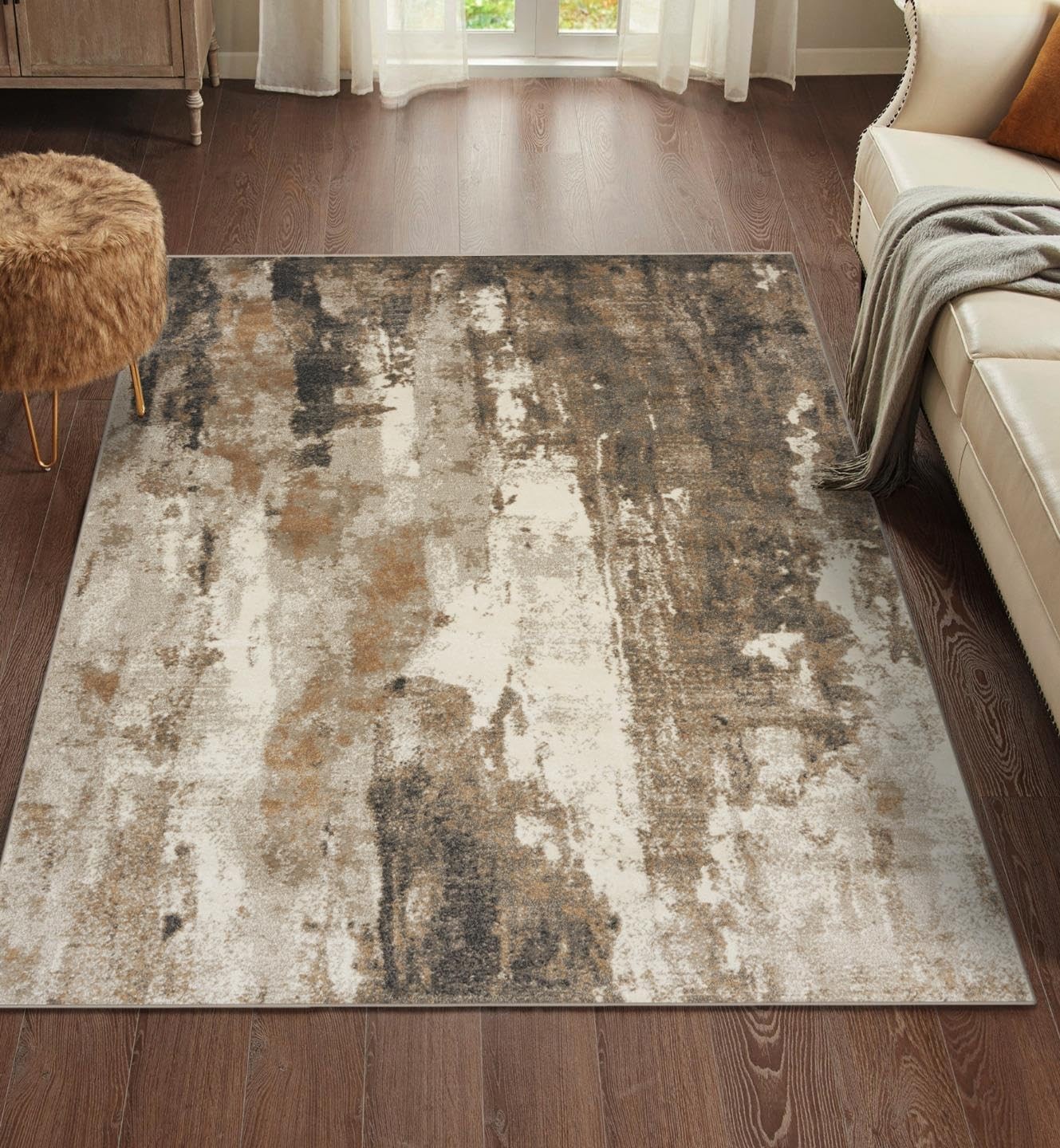 Luxe Weavers Lagos Collection Beige 4X5 Abstract Area Rug 7681 Beige 4X5