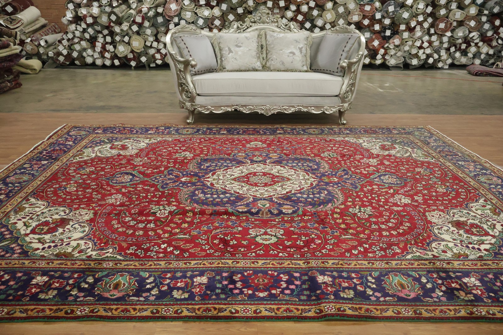 Traditional Living Room Area Rug 10×13 Medallion Red & Navy Blue Classic Carpet