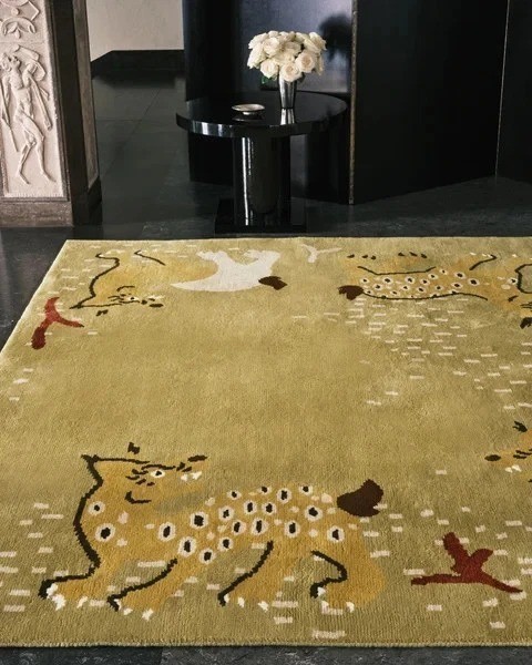 Handmade Nordic Knots Fauna Rug Sage Green 100% Wool Hand Tufted Animal Rug 8×10
