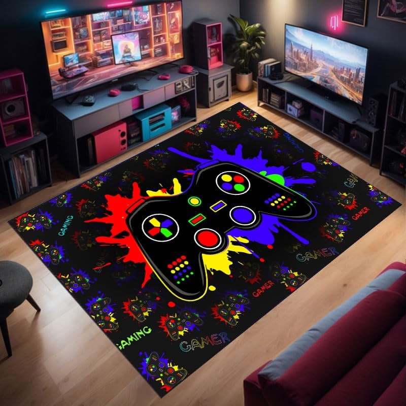 Gamer Gaming Rugs for Boys 3.3X5 FT Game Controller Gamer Modern Area Rugs Carpe