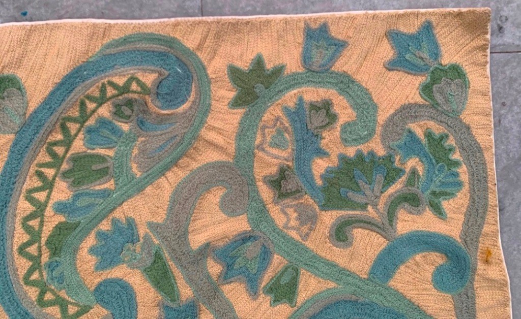 Vintage French Style Aubusson Needlepoint Chain stitch Rug 2x3ft Free Ship