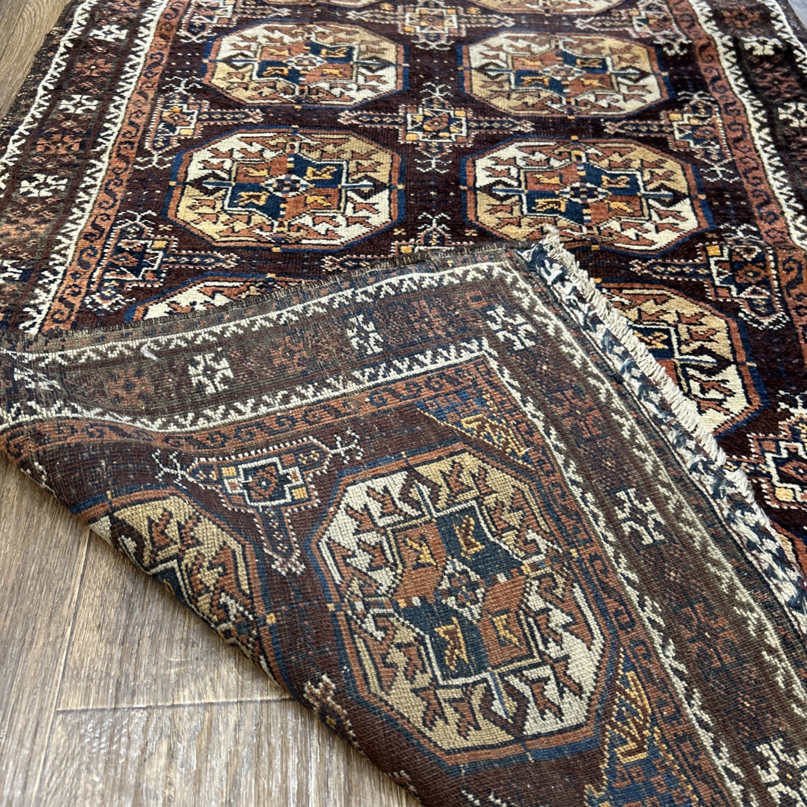 4”10 x 2’10 FT Red Antique Baluchi design Hand Knotted Wool Rug