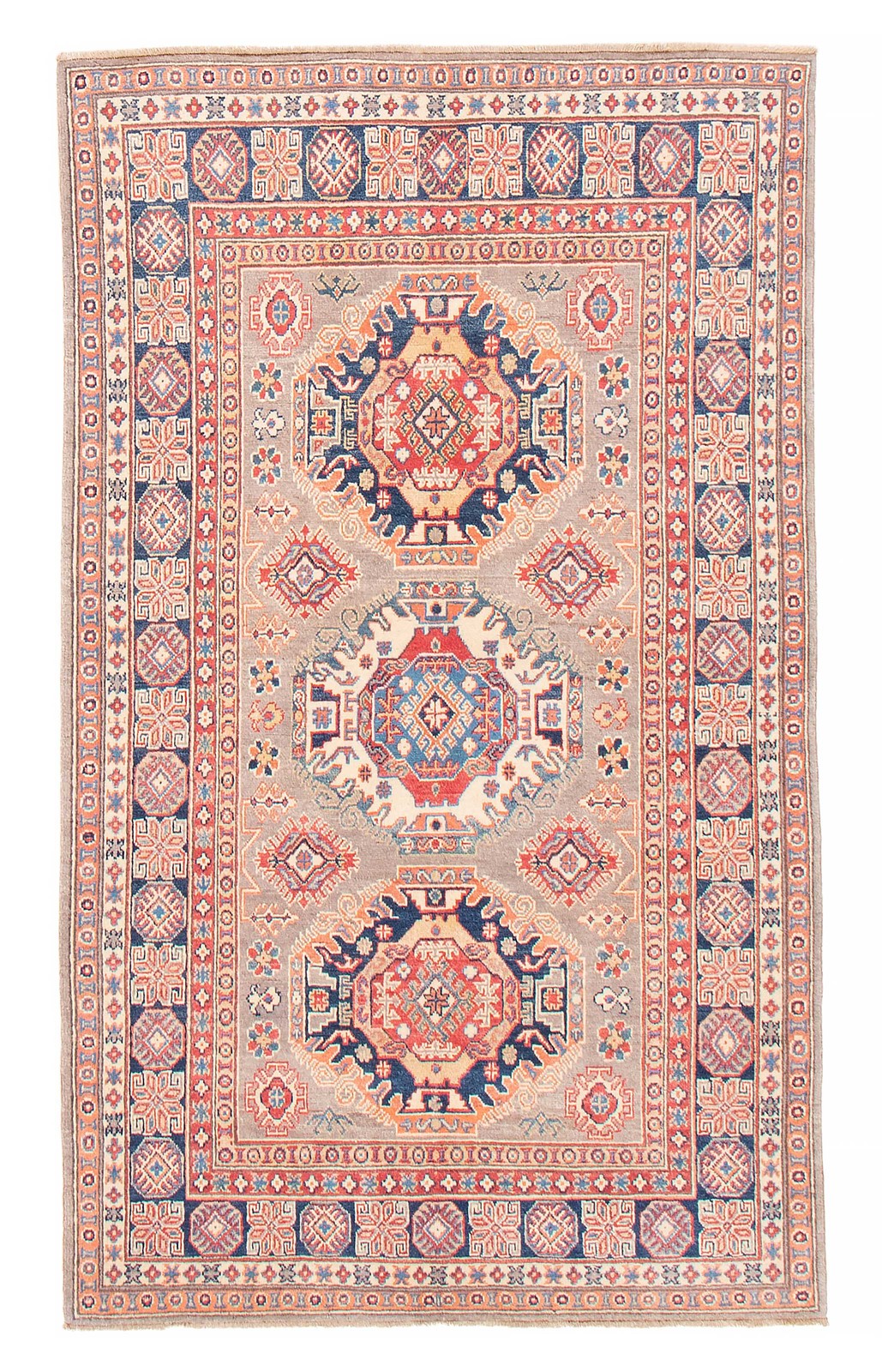 Traditional Hand-Knotted Geometric Area Rug 5’0″ x 7’5″ Oriental Wool Carpet