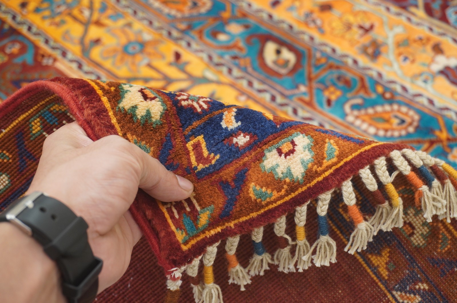 5×7 ft Red Shawl Afghan Hand Knotted Wool Oriental Rug