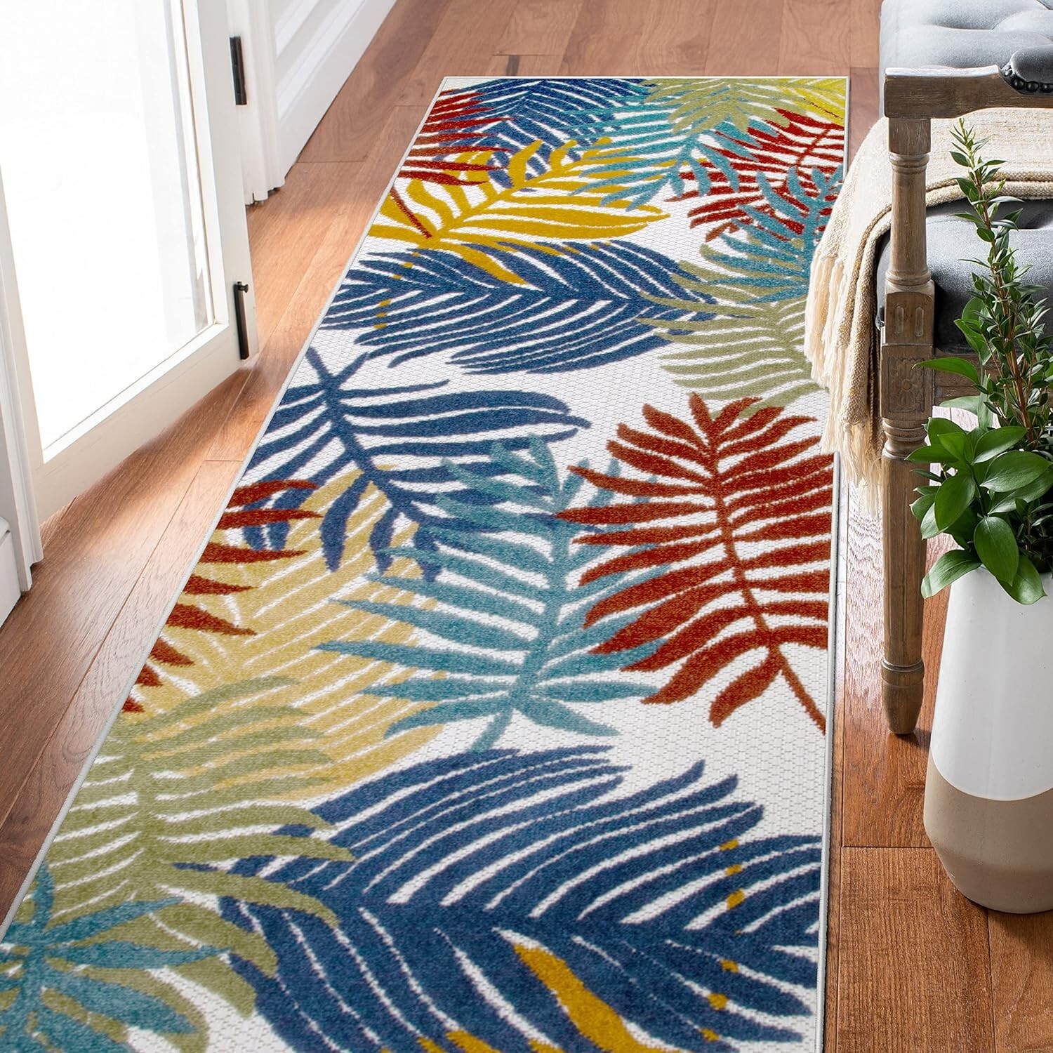 Leick Home 96″x24″ Talipot Palm Indoor Outdoor 2 ft. x 8 ft. Area Rug Runner