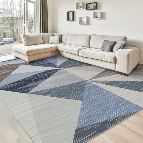Washable Area Rug – Geometry Style Modern Rugs for Living Room, Bedroom,