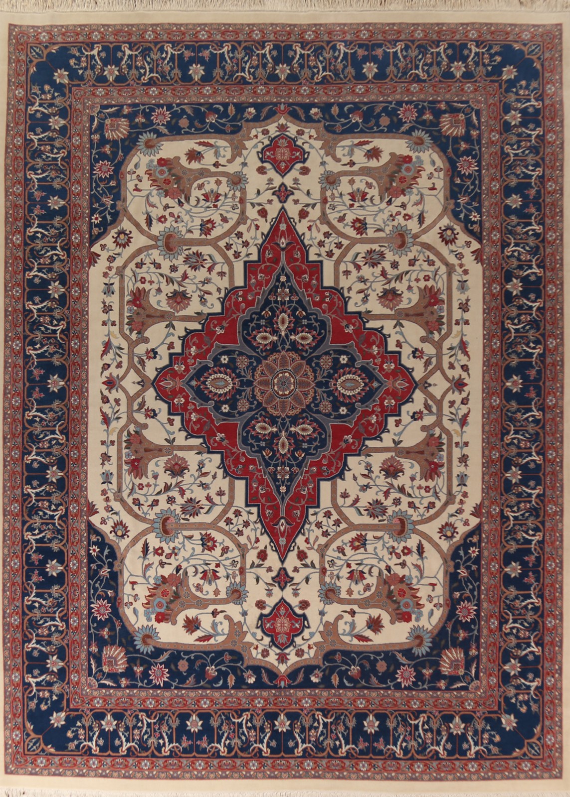 Vegetable Dye Aubusson Chinese Area Rug 9×12 Ivory Wool Handmade Room Size Rug