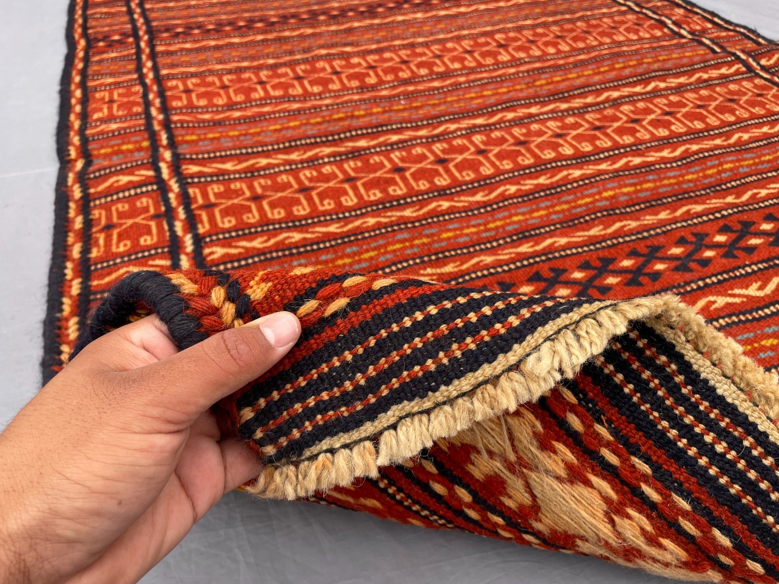 3’5 x 4’10 Ft Vintage Afghan Tribal Kilim Rug–Handmade Striped Flatweave Carpet
