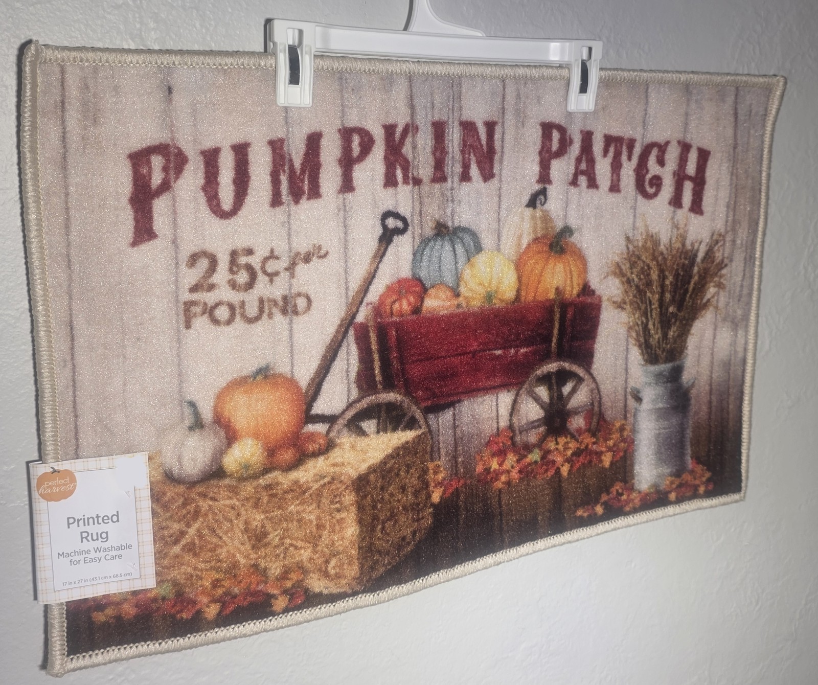 Perfect Harvest “pumpkin Patch” Fall Thanksgiving Rug Lightweight 17”x27”