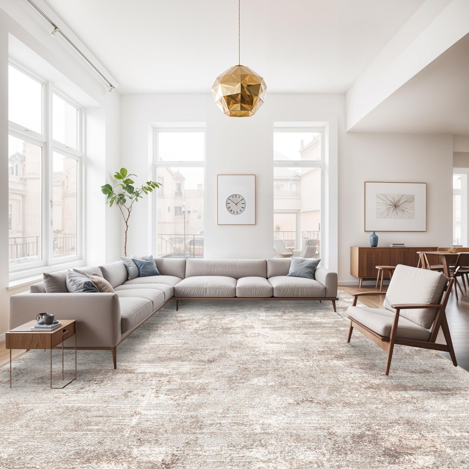 RUUGME 10X14 Abstract Area Rug:Large Washable Living Room Rug Indoor Non Slip Ca